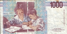 Италия Тысяча лир образца 1990 года Italy One thousand liras 1990
