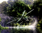 вертолет над водой helicopter on water