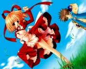 аниме девушка в красном платье anime girl in red dress