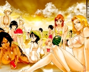 аниме девушки с арбузом на пляже anime girl in the beach
